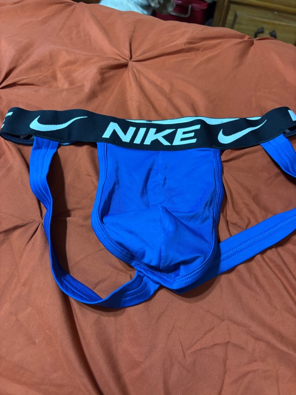 Nike Bright Blue Athletic Jockstrap with Black Logo Waistband